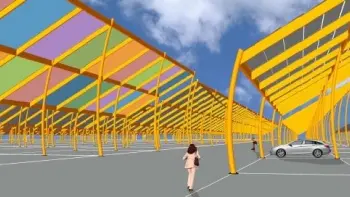 PARCHEGGIO VARIOPINTO. Il rendering del nuovo impianto fotovoltaico nell’area sud dello stadio