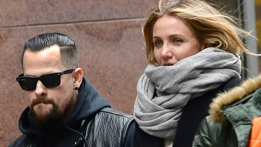 29 Nov 2014, New York City, New York State, USA --- Cameron Diaz and Benji Madden seen out for a walk in Midtown Manhattan. Pictured: Cameron Diaz, Benji Madden --- Image by © Doug Meszler/Splash News/Corbis