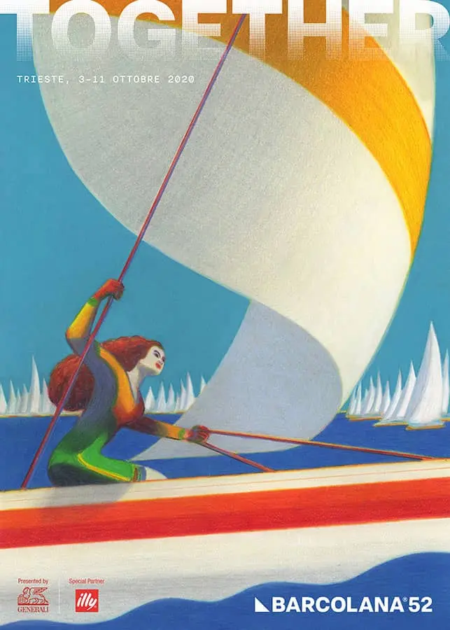 Forme, colori e concetti diversi: è sempre Trieste la protagonista dei manifesti della Barcolana. Nel corso degli anni, ogni artista ha saputo intrappolare la festa della vela in una sola immagine, giocando con i colori della città e con le sue riconoscibili forme. Così si rincorrono le barche sullo sfondo blu, le bandiere bianche con i suoi messaggi e il vento amico delle vele