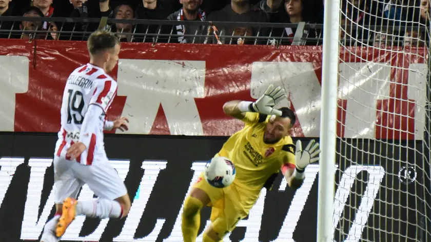Il gol dell'attaccante del Vicenza Ferrari