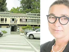 Il palazzo municipale di Noventa Padovana e l'assessore al Sociale, Giovanna Carraro