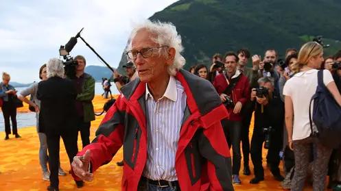 17/06/2016 Sulzano (BS), il 18 Giugno aprirà al pubblico l'installazione"The floating piers", un ponte sospeso sul lago d'Iseo, nella foto l'ideatore del progetto Christo Vladimirov Yavachev