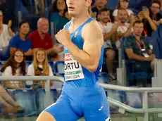 Filippo Tortu of Team Italy competes in the Men's 200 Metres Semi-Final 3 during the European Athletics Championship at Olimpico Stadium in Rome, Italy, 09 June 2024. ANSA/FABIO FRUSTACI
