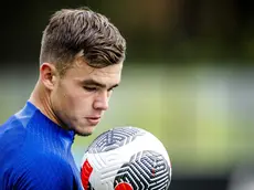 epa10974584 Netherlands' national soccer player Thijs Dallinga attends a training session at the KNVB Campus in Zeist, the Netherlands, 14 November 2023. The Dutch national team is preparing for the upcoming UEFA European qualifiers matches against Ireland and Gibraltar. EPA/Remko de Waal