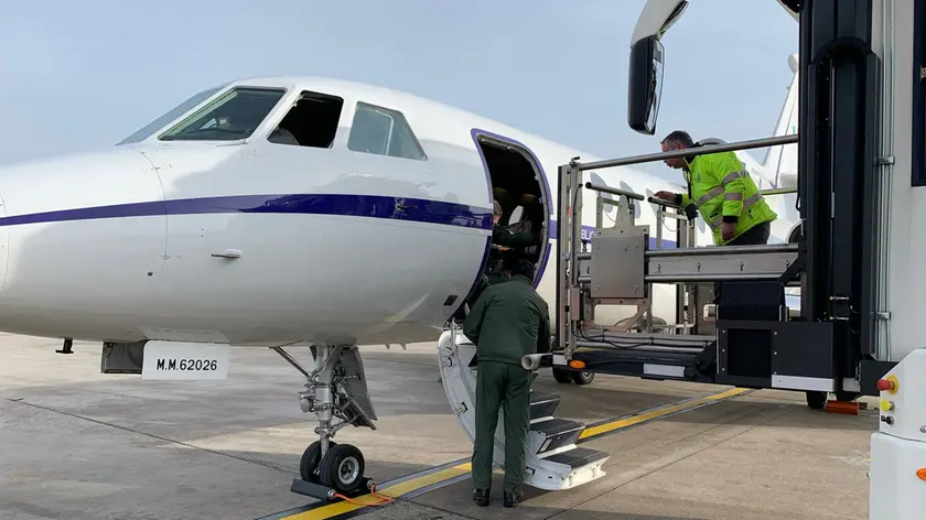 Il Falcon 50 attrezzato per il trasporto sanitario