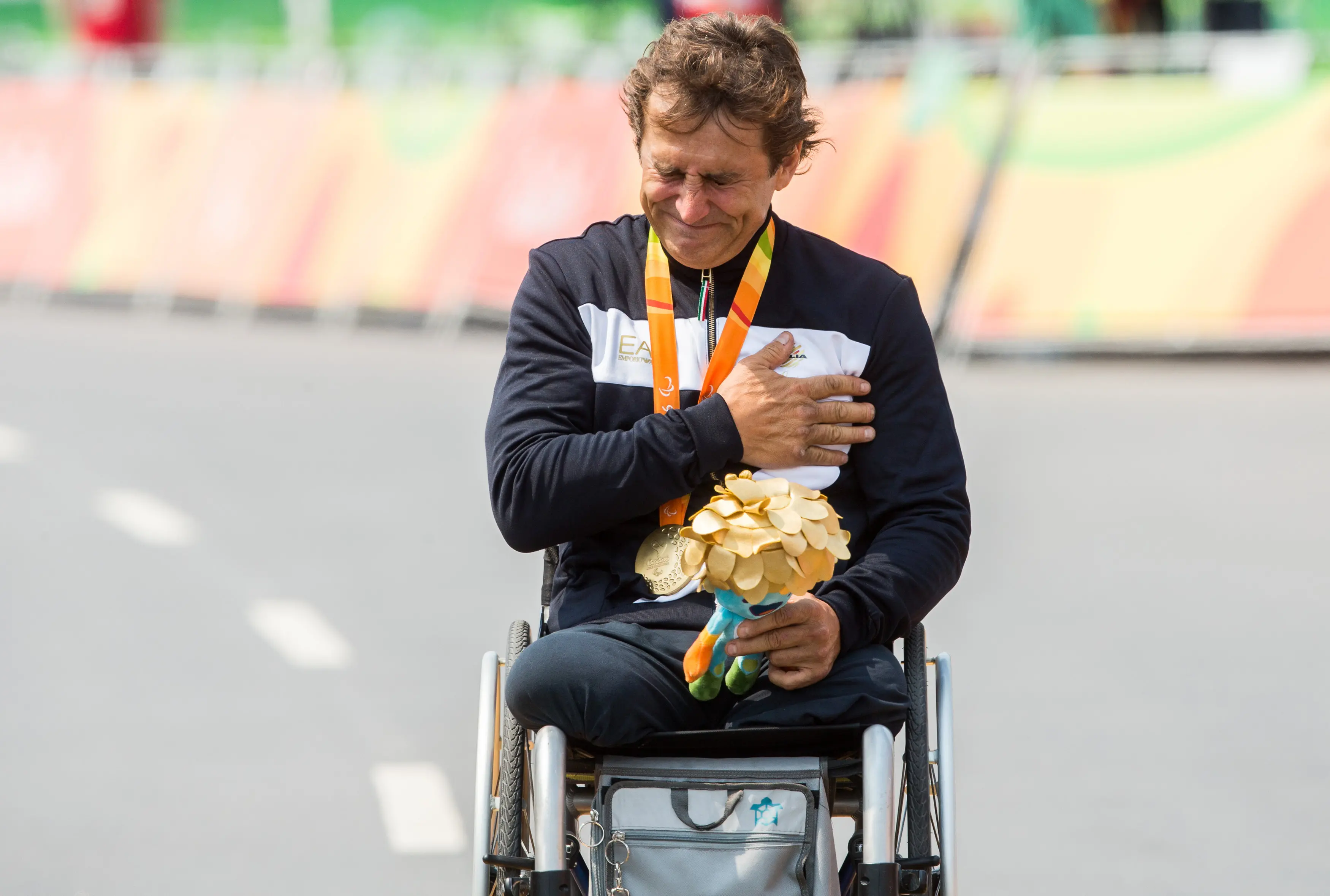 14/09/2016 Rio De janeiro. Giochi Paralimpici Rio 2016. Nella foto la consegna dell'oro a Alex Zanardi