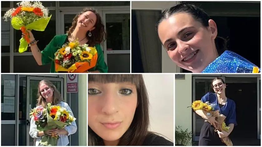 Da sinistra in alto Alessia Mannucci, Sofia Dassi, Vanessa Badio, Rebecca Piva e Emma Simonaggio