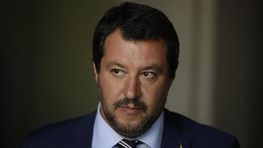 Italy's Interior Minister and Deputy-Premier Matteo Salvini arrives for a news conference after meeting Hungary's Prime Minister Viktor Orban, in Milan, Italy, Tuesday, Aug. 28, 2018. (ANSA/AP Photo/Luca Bruno) [CopyrightNotice: Copyright 2018 The Associated Press. All rights reserved]