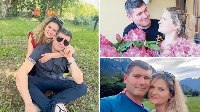 Nicolae Botnari a sinistra nell'ultima foto scattata con la moglie prima della tragedia. A destra altre due immagini di momenti felici