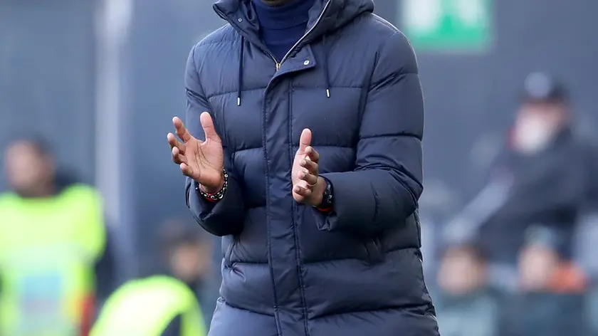 Genoa’s coach Patrick Vieira gestures during the Italian Serie A soccer match Udinese Calcio vs Genoa CFC at the Friuli - Bluenergy Stadium in Udine, Italy, 1 December 2024. ANSA / GABRIELE MENIS