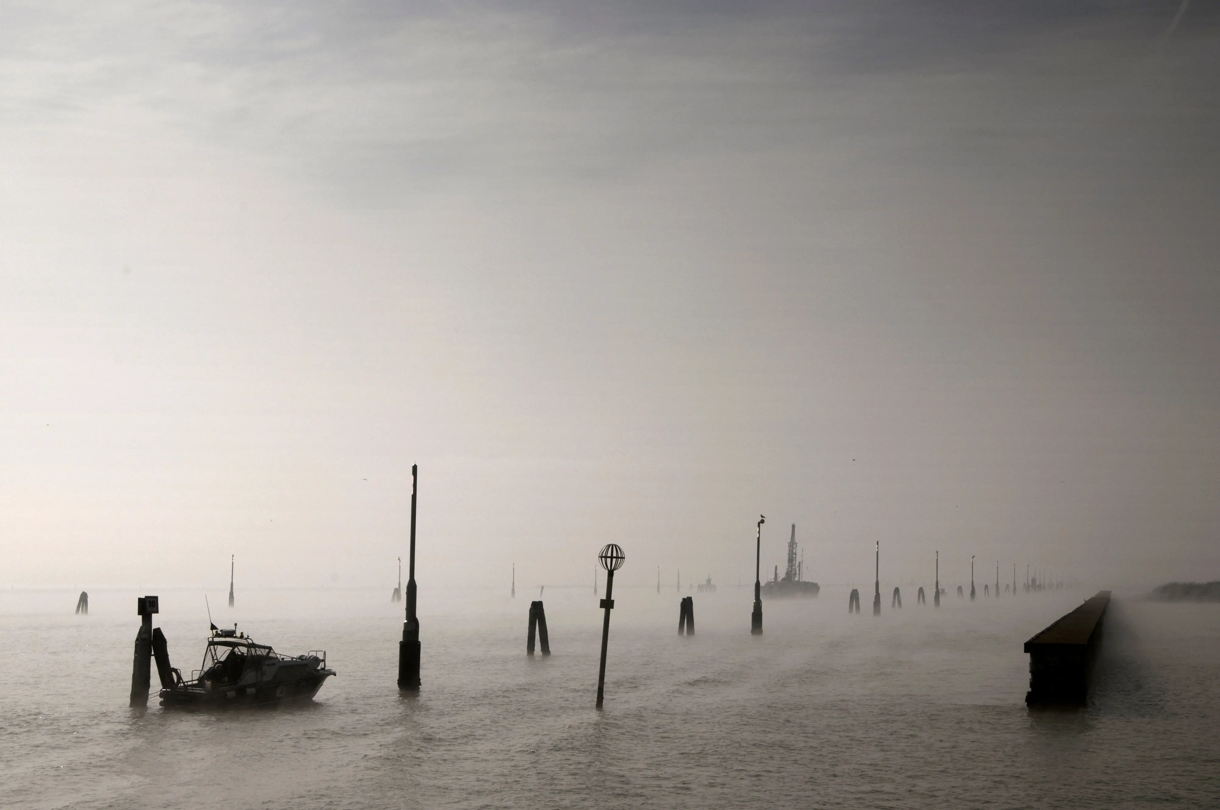 Italy, Venice, lagune near Marghera, the industrial district.