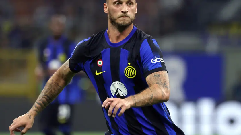Inter Milan’s Marko Arnautovic in action during the Italian serie A soccer match between Fc Inter and Monza Giuseppe Meazza stadium in Milan, 19 August 2023. ANSA / MATTEO BAZZI