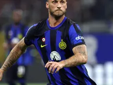 Inter Milan’s Marko Arnautovic in action during the Italian serie A soccer match between Fc Inter and Monza Giuseppe Meazza stadium in Milan, 19 August 2023. ANSA / MATTEO BAZZI