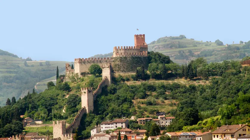 23 May 2011 --- Rocca Scaligera, a castle from the 14th century is part of the medieval fortifications that protect the town of Soave Soave,Italy --- Image by © Hal Beral/Corbis