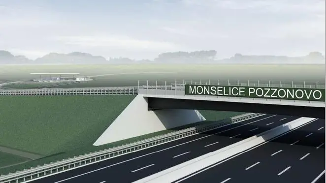 Un rendering del futuro casello in A13 tra Monselice e Pozzonovo