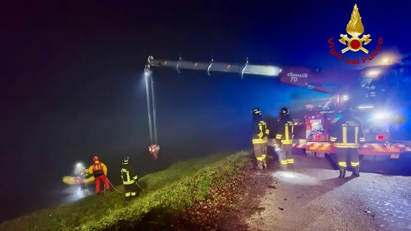 L'intervento dei vigili del fuoco a Saonara