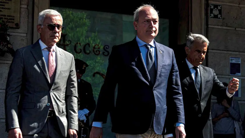 Il prefetto Giuseppe Forlenza, il sottosegretario alla giustizia Andrea Ostellari, e il questore Marco Odorisio