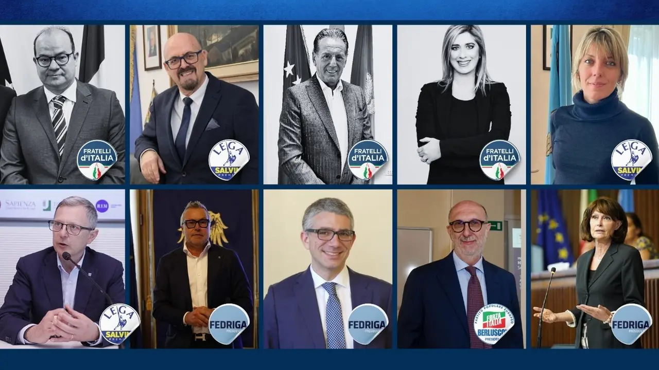 Sette assessori su dieci (quelli con le immagini a colori) della giunta Fedriga hanno deciso di rimettere le deleghe al Presidente