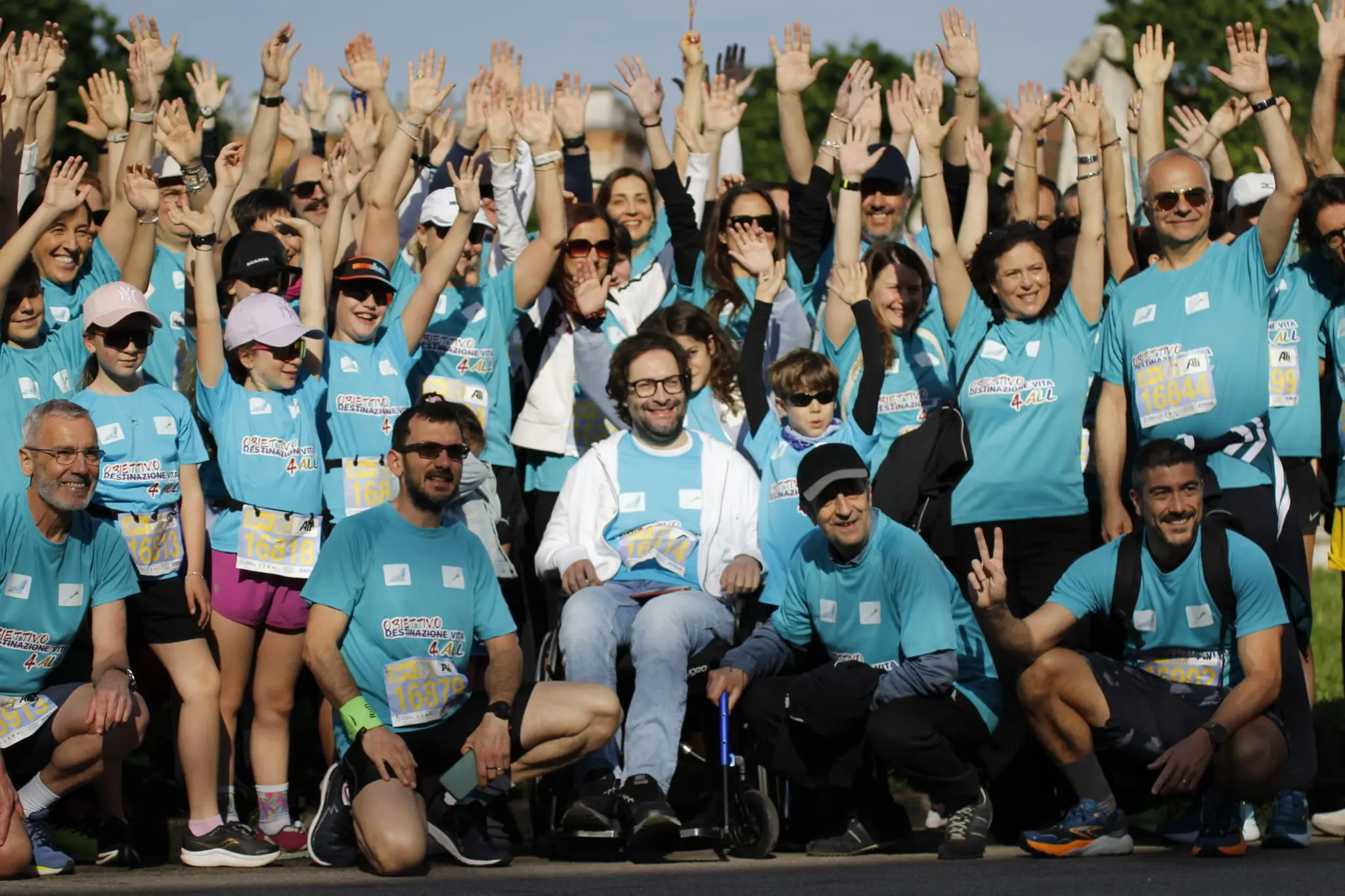 Andrea con i colleghi alla Maratona di Padova di aprile 2025