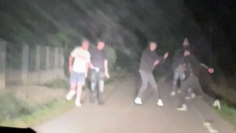 Un momento della rissa davanti alla Baita al Lago ripreso da una testimone con il telefonino