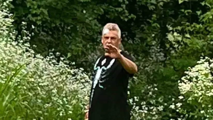 Roberto Baggio il giorno della rapina nel giardino della sua villa ad Altavilla Vicentina