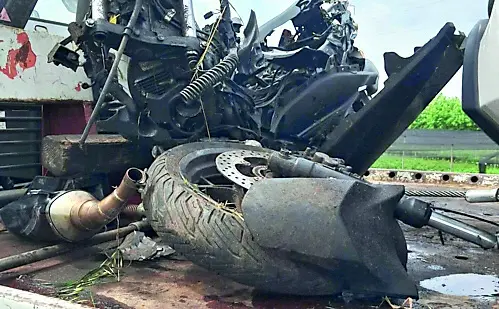 La moto su cui viaggiava Mattia Selaj