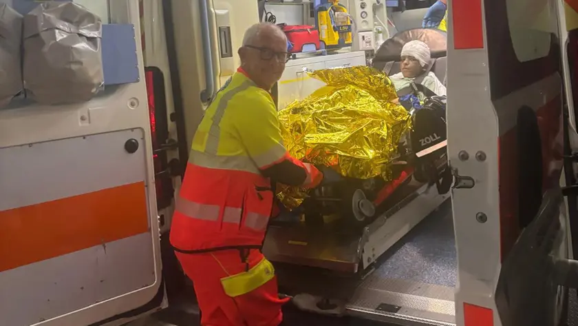 L'arrivo di uno dei piccoli pazienti da Gaza all'ospedale di Padova