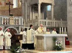 Il cardinale Pietro Parolin celebra la messa ad Aquileia