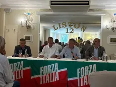 Al centro Flavio Tosi e Luca Coletto lunedì 23 giugno in occasione dell'ingresso in Forza Italia di quest'ultimo