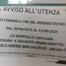 L’avviso dell’Usl 6 con le indicazioni sull’orario ridotto del servizio