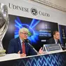Da sinistra De Toni, Fedriga e Gravina, alla presentazione dell Supercoppa a Udine