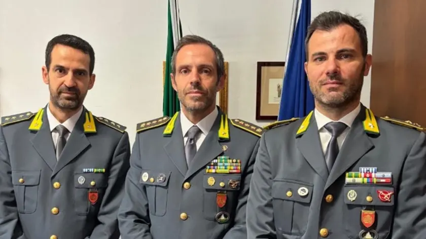 Da sinistra il capitano Leonetti, il colonnello Franceschin e il maggiore Gallizzi