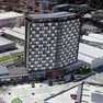 Il rendering del futuro albergo al posto del padiglione 11 della Fiera