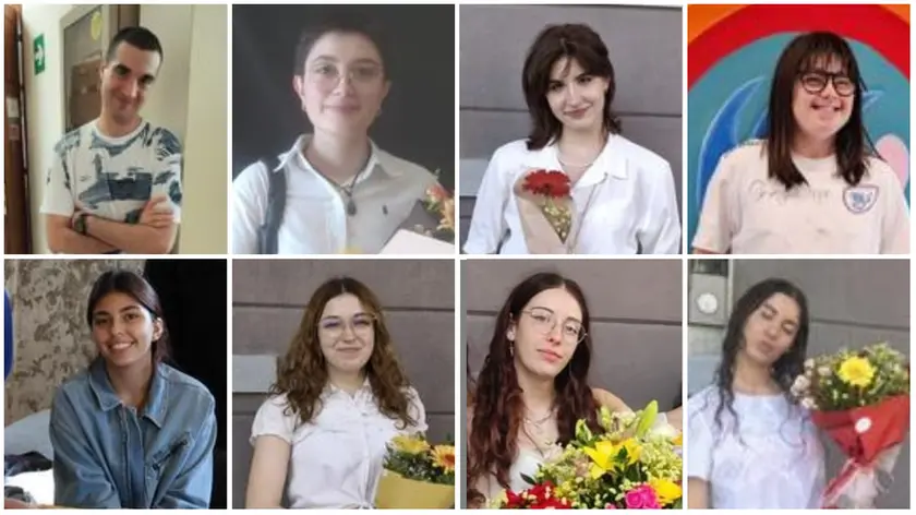 Da sinistra in senso orario Alberto Valentini - 5F, Francesca Masiero - 5D, Chiara Sturaro - 5B, Luisa Rigato - 5A, Francesca Dall’Acqua - 5B, Rachele Cabrele - 5D ed Elena Budu - 5E