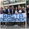 Due manifestazioni elettorali all’Arcella: a sinistra Massimo Bitonci con i militanti della Lega, a destra Sergio Giordani con esponenti del Pd e del mondo civico