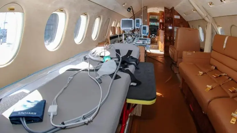 L’interno di un aereo sanitario