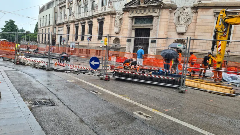 Un cantiere del tram a Padova
