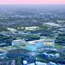 Una simulazione di come sarà realizzato il nuovo ospedale di Padova Est nell’area di San Lazzaro
