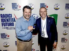 Il segretario federale della Lega Salvini e il segretario lombardo Romeo