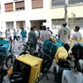 I rider davanti al centro islamico di via Jacopo da Montagnana prima dell'inizio del funerale (Foto Nicola Fossella/Agenzia Bianchi)