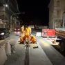 Cantiere di notte per la posa della rotaia del tram in via Trieste a Padova