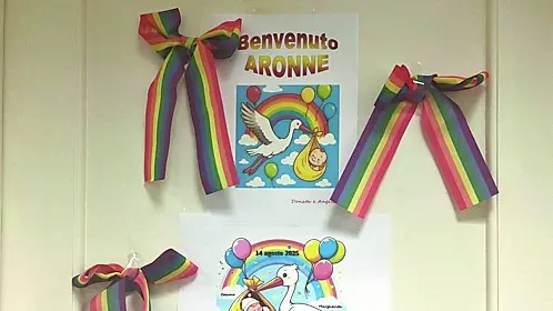 I fiocchi arcobaleno per l'arrivo del figlio dell'assessora al Sociale di Padova