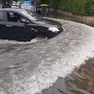 Una strada di Padova allagata