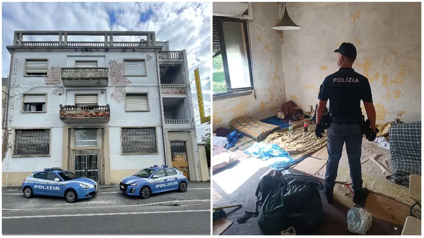 L'esterno della palazzina occupata a Padova e la situazione all'interno