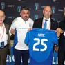 Da sinistra verso destra: il cavalier Paolo Menuzzo, Gennaro Gattuso, Andrea Menuzzo e Gabriele Gravina