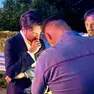 Il segretario Alberto Stefani con i carabinieri