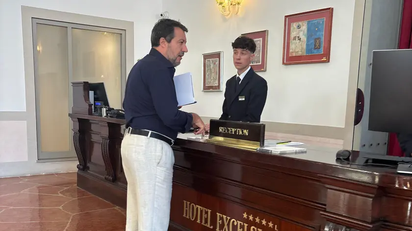 Il segretario della Lega Matteo Salvini all’Hotel Excelsior
