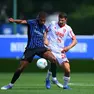 Bortolussi, autore del gol biancoscudato,in pressione su Diouf