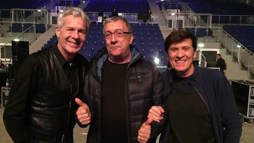 Alberto Bettin insieme a Claudio Baglioni e Gianni Morandi