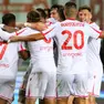 I giocatori del Padova esultano per un gol (foto Piran)